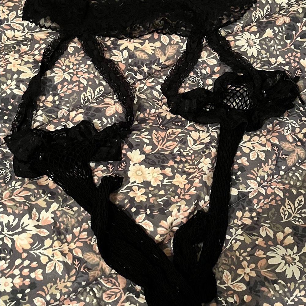 Fishnet & Lace Faux Garter Tights